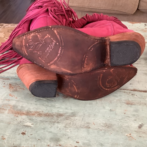 Liberty Black Vegas Raspberry Fringe Cowboy Boots Size 8.5 - Picture 10 of 10